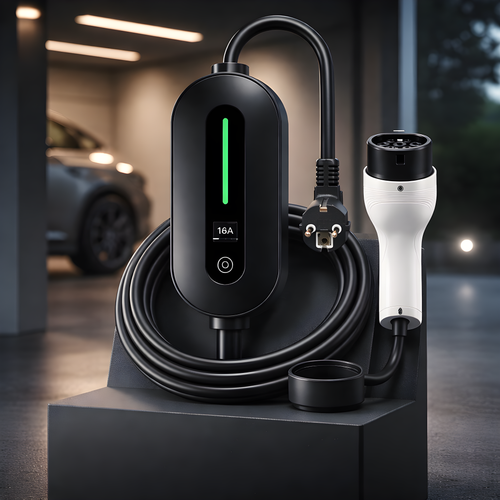 Caricatore EV portatile 3,7kW Tipo 2 nero – spina Schuko, plug & play