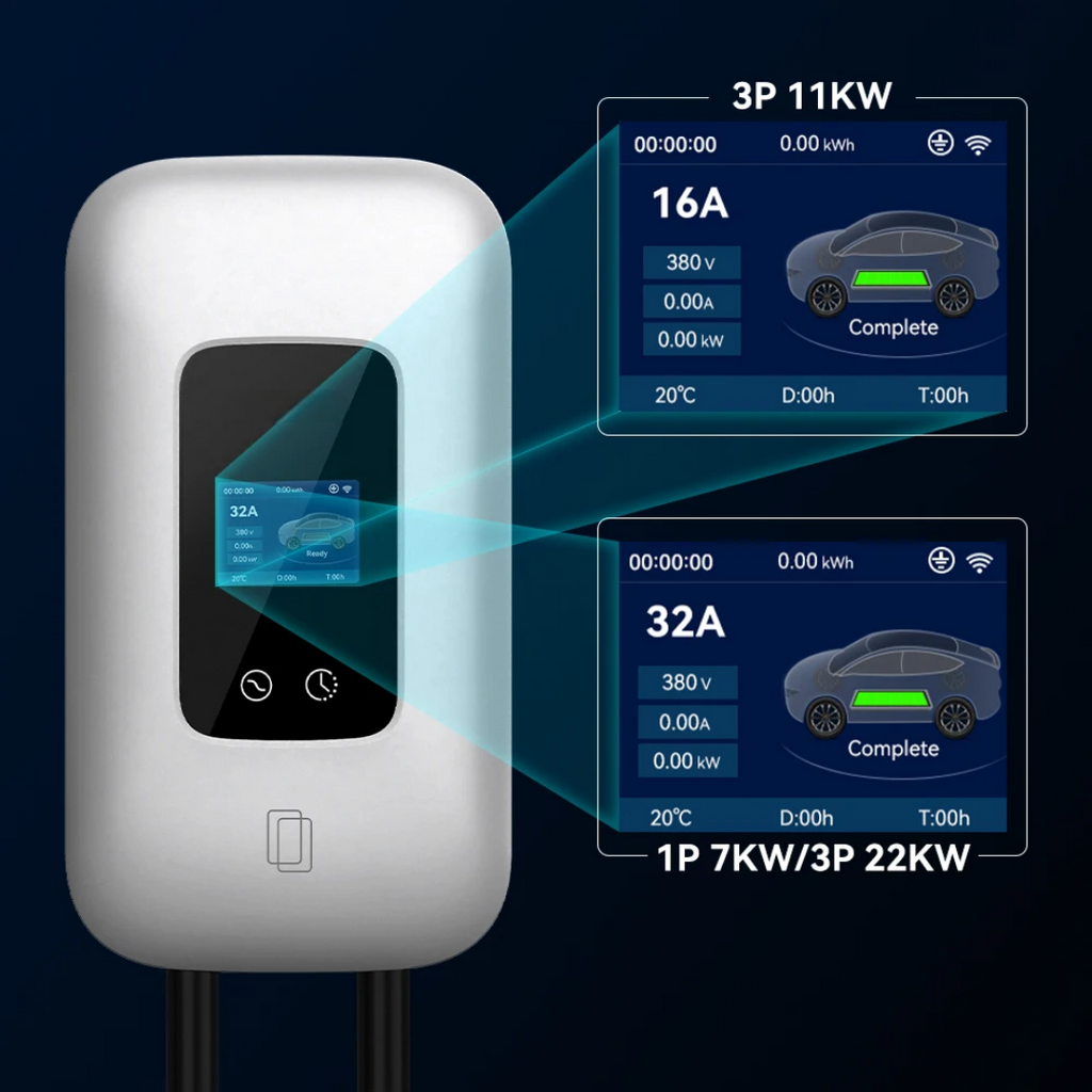 Wallbox 7kW EV-Ladegerät – Grau – 1-phasig 32A – Typ 2 – App-Steuerung