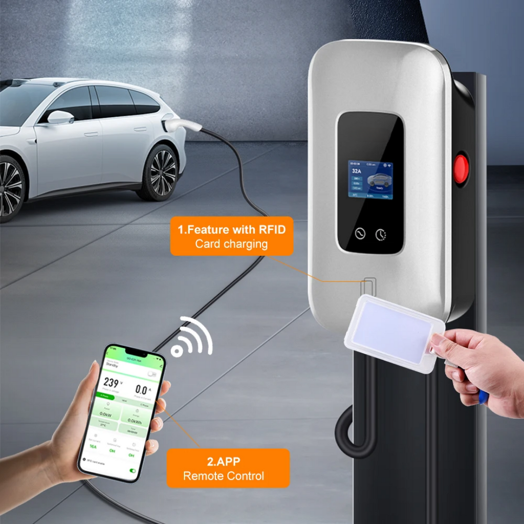 Wallbox 7kW EV-Ladegerät – Grau – 1-phasig 32A – Typ 2 – App-Steuerung