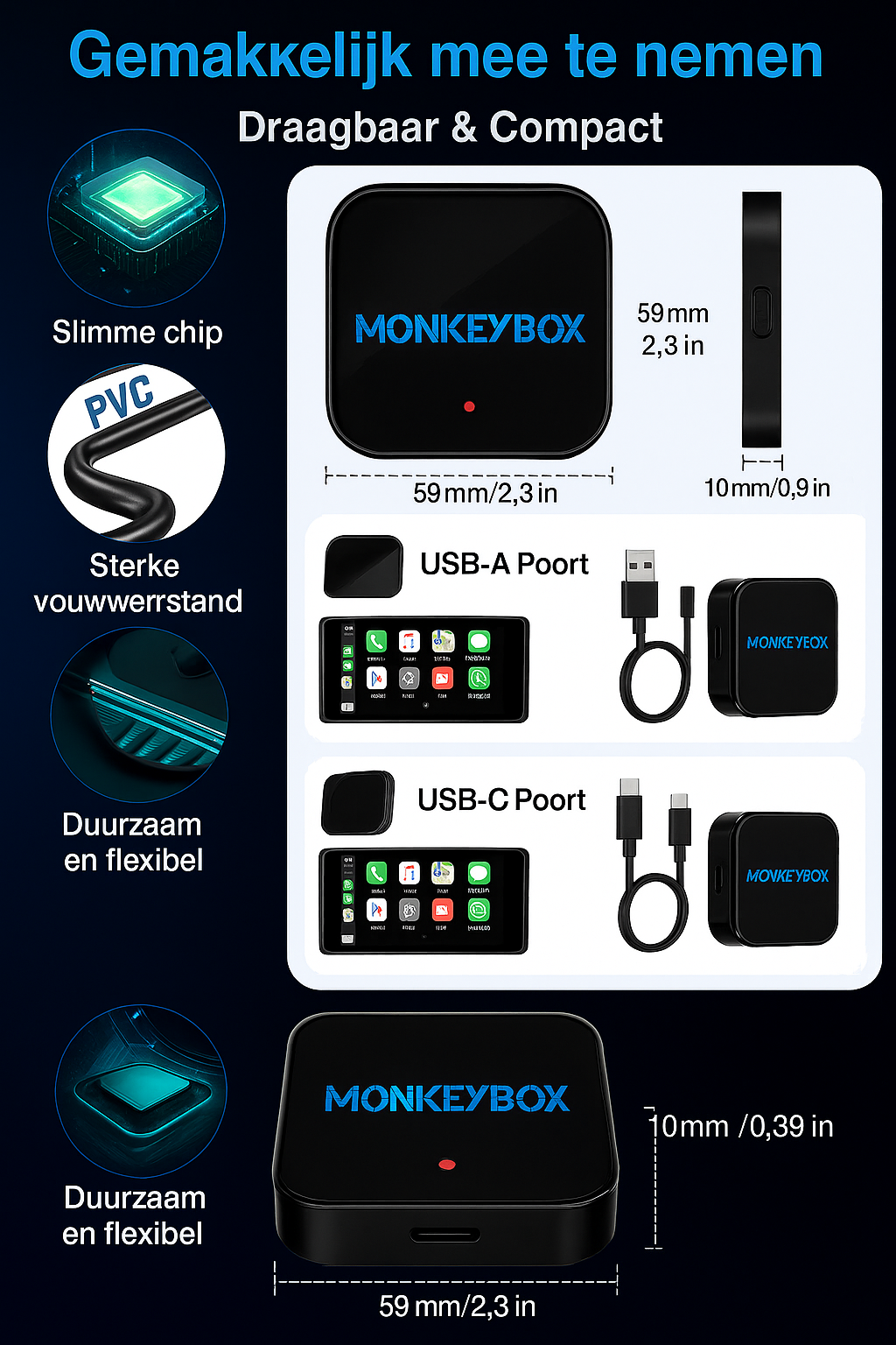 MonkeyBox – Kabelloses CarPlay & Android Auto mit Netflix & YouTube