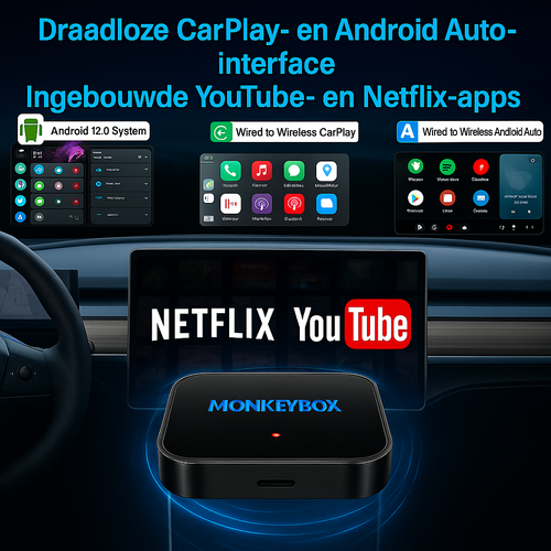 MonkeyBox – CarPlay e Android Auto wireless con Netflix e YouTube