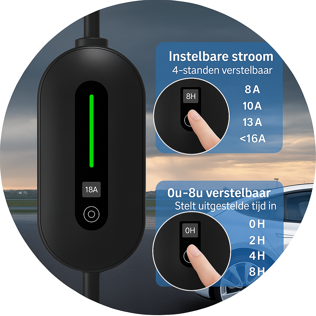 Mobiles EV-Ladegerät 3.7kW Typ 2 schwarz Schuko Plug & Play
