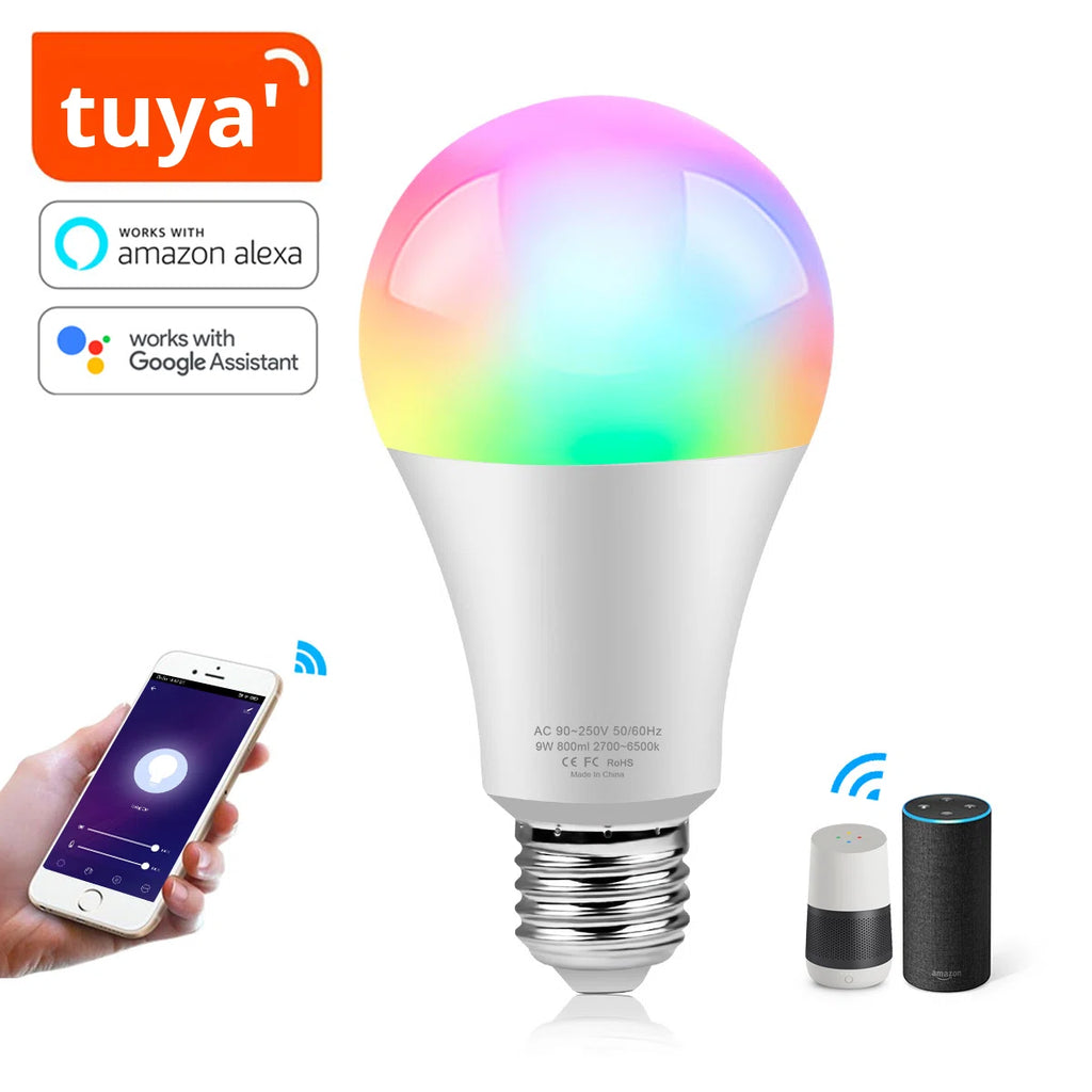Slimme LED lamp E27 RGB + wit – dimbaar – WiFi – Alexa & Google