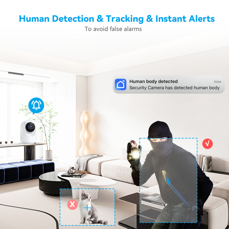Smarte 4MP WLAN Innenkamera – Schwenken & Neigen – Nachtsicht – Bewegungserkennung – Tuya Smart / Smart Life – App & Sprachsteuerung