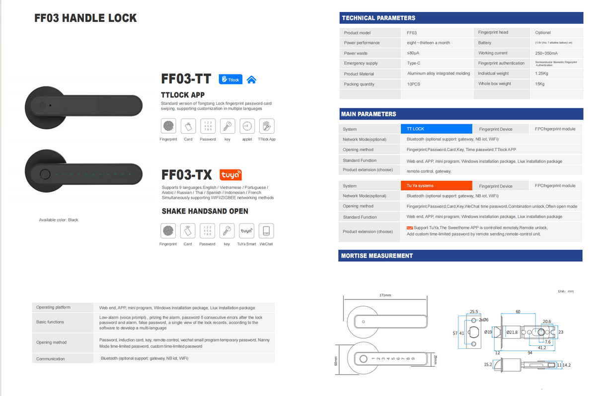 Slimme deurklink met code & app – keyless – Tuya Smart Life