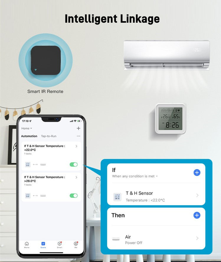 Smarter Klima-Sensor mit Display – Temperatur & Luftfeuchtigkeit – Zigbee – Tuya Smart Life