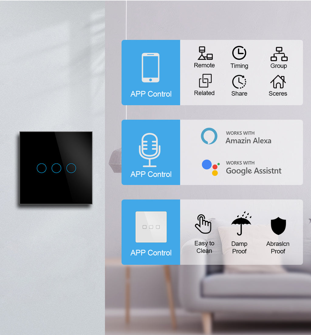 Smart Wall Switch 2-Gang – WiFi / Zigbee Lichtschalter | Tuya Smart Life
