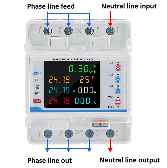 Intelligenter WLAN-Energiezähler 100A Hutschiene kWh-Zähler mit App 400V