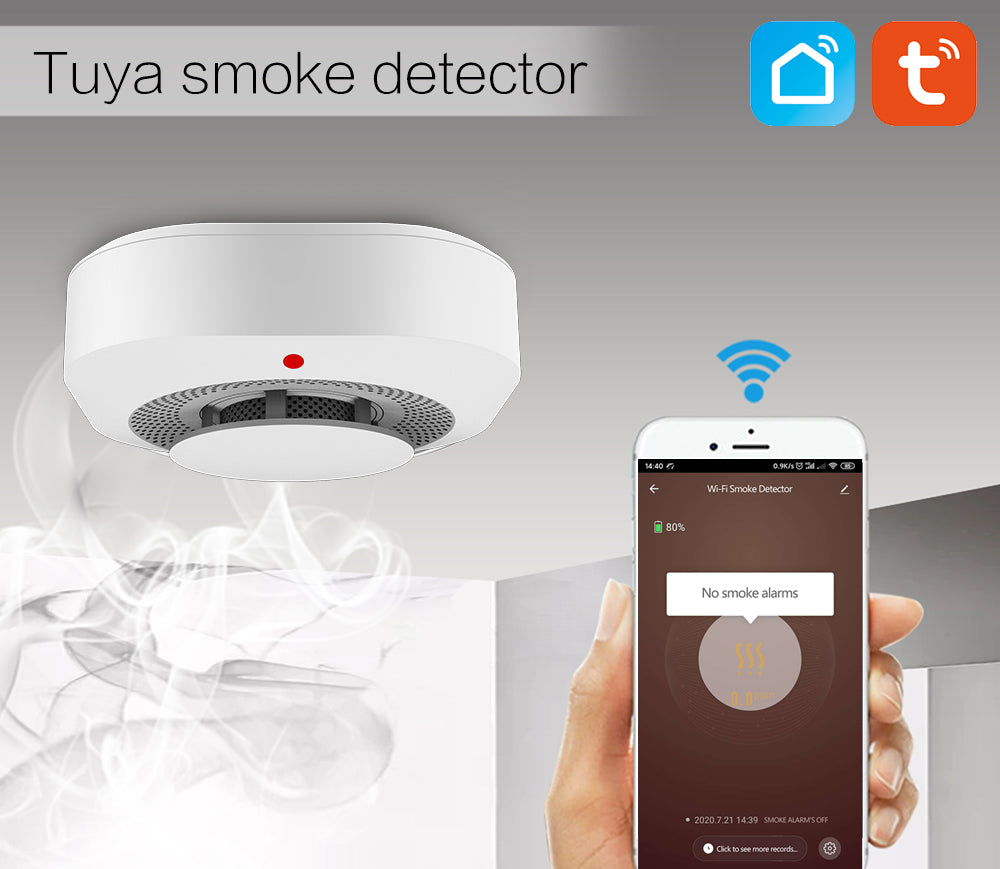 Slimme rookmelder – WiFi / Zigbee – 80dB alarm – app-meldingen
