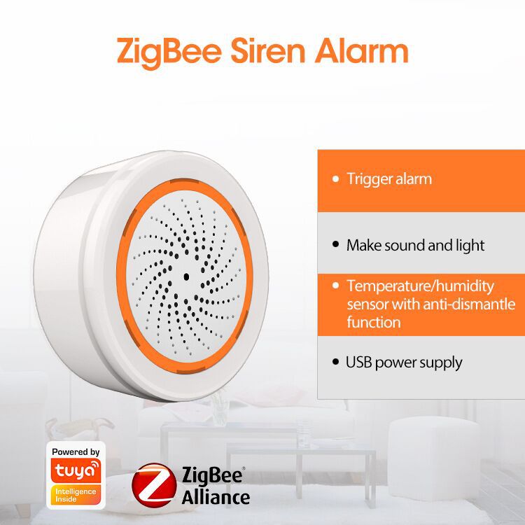 Slimme sirene met licht – WiFi / Zigbee – temperatuur- & vochtmeting – Tuya