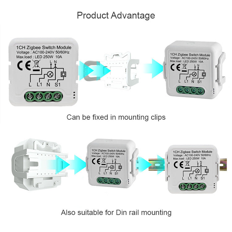 Module interrupteur encastrable Zigbee 1 canal 10A – Tuya Smart Life