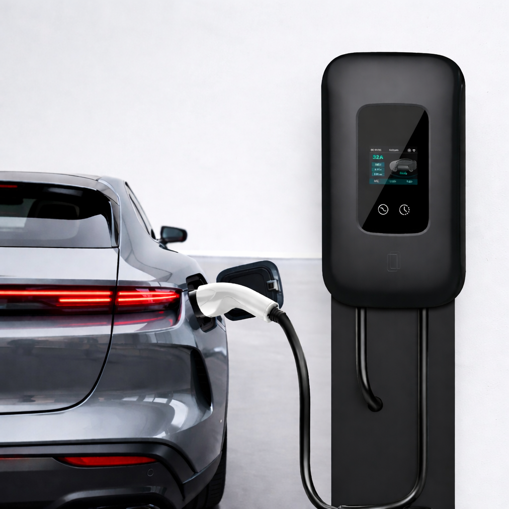 Wallbox 7kW EV Ladegerät – Schwarz – 1-phasig 32A – Typ 2 – App-Steuerung