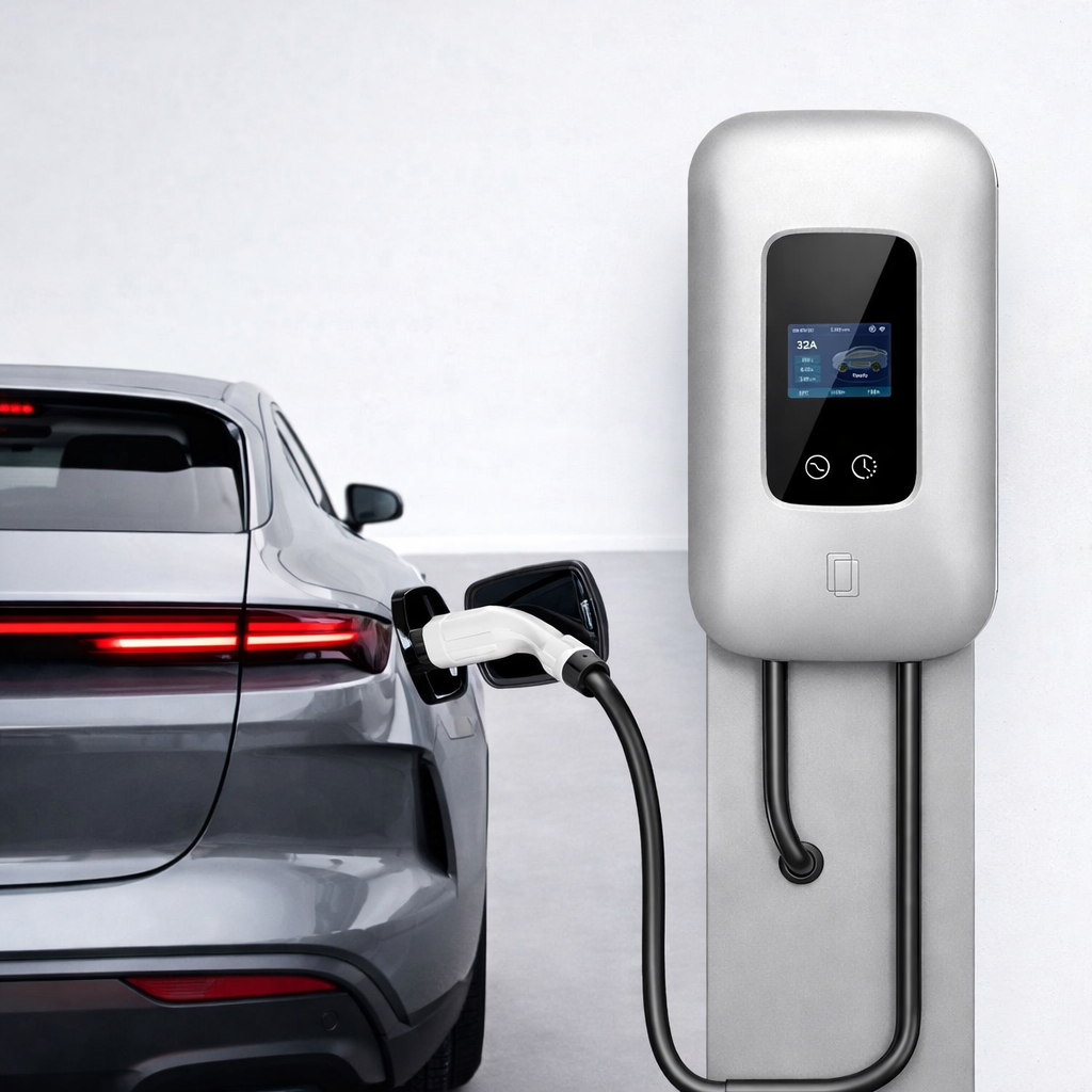 Wallbox 7kW EV lader – Grijs – 1-fase 32A – Type 2 – App bediening