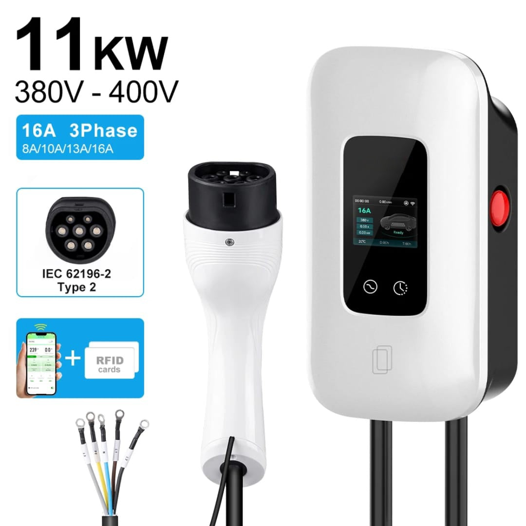 Wallbox 11 kW EV-Ladegerät – Grau – 3-phasig 16A – Typ 2 – App-Steuerung