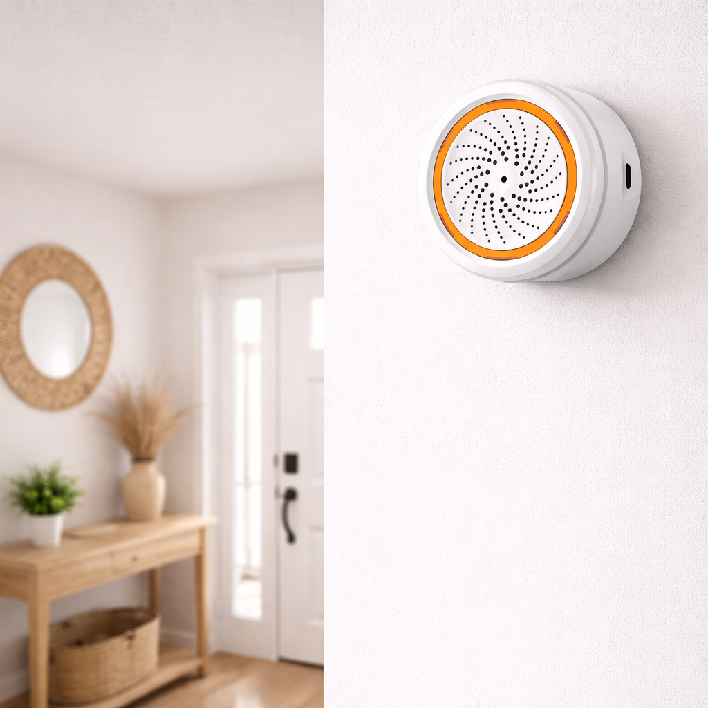 Slimme sirene met licht – WiFi / Zigbee – temperatuur- & vochtmeting – Tuya